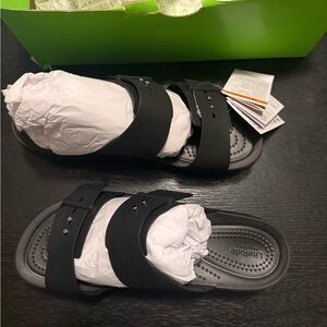 Black Crocs Wedge Sandals